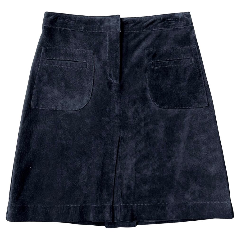 Lilly Pulitzer Vintage 90s Black Washable Pig Suede A-Line Mini Skirt Size 2